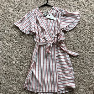 Pink and blue stripped dress